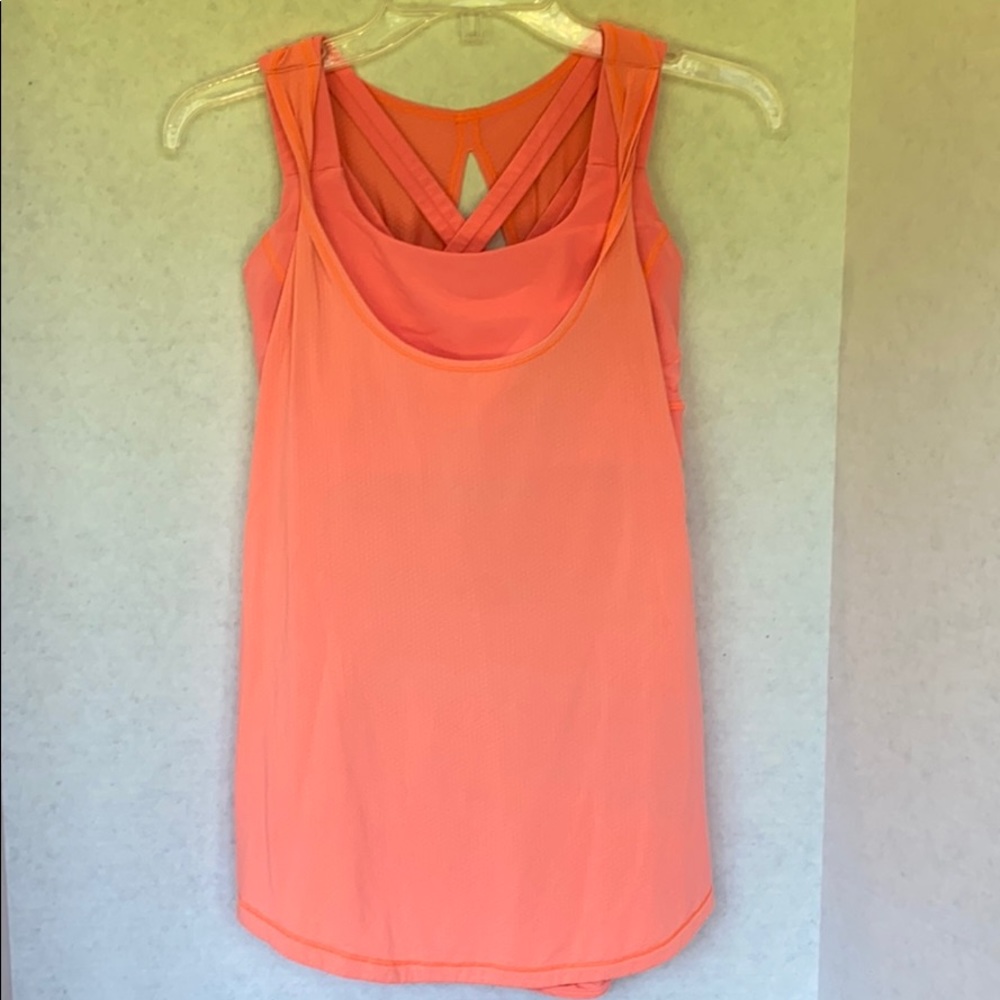 ♥️ LULULEMON ORANGE TANK TOP W/BRA SIZE 8